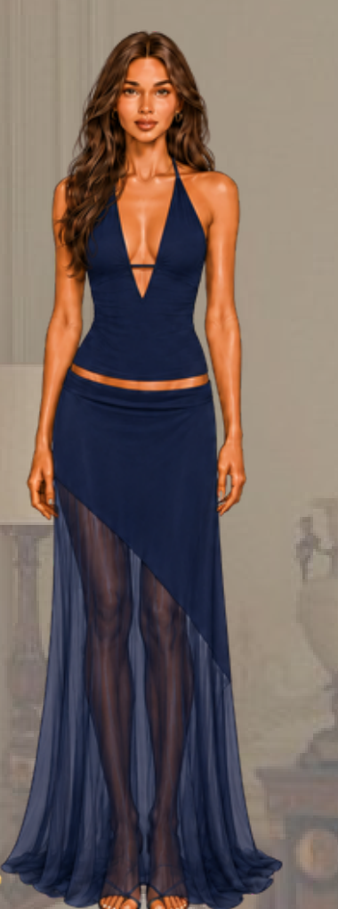 Plunge Top - Navy